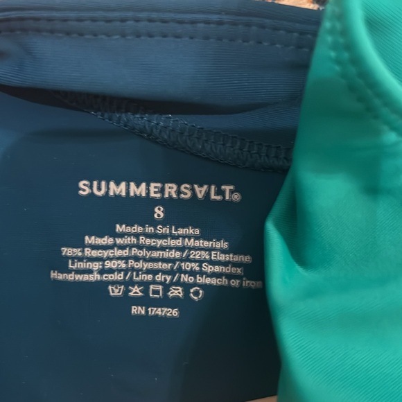 Summersalt Backflip Tie Waist Bathing Suit One Piece Teal Green 8 - Picture 2 of 3